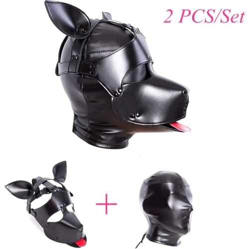 BDSM Bondage Puppy Play Dog Head Restraints Harness Mask Leather Padded Hood Blindfold Cosplay Sex Toys Sexy accessories