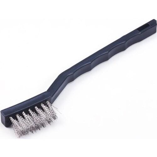 Hot 5pcs/10pcs/20pcs Plastic Handle Wire Cleaning Brush 17cm Total Length 1.3cm Working Width Stainless Steel Wire Brush