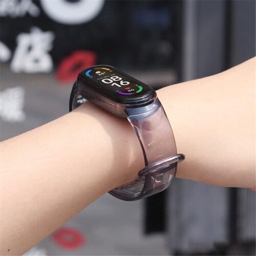 Change Color In The Sun Silicone Wristband strap For XIAOMI Band 6 5 4 3 Replacement Transparent Watch Strap Smart Accessories