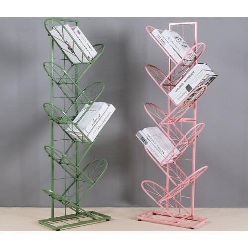 Nordic simple modern color wrought iron bookshelf newspaper rack floor decoration storage rack shoe rack home storage