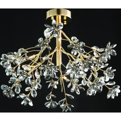 KOSTKING flower design modern crystal chandelier lights AC110V 220V chrome living room bedroom lamp