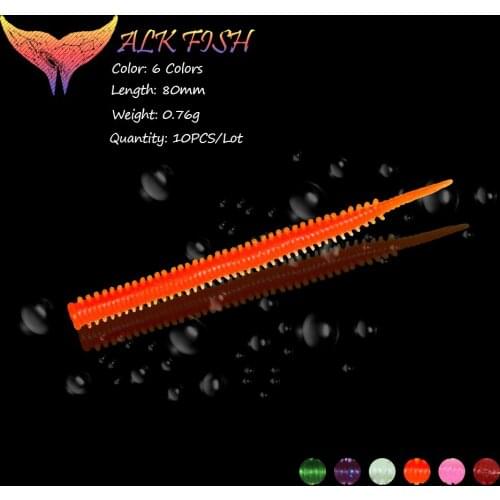 WALK FISH 10Pcs/Lot 80mm/0.76g Sea Worm Millipede Simulation Soft Lure Lead Hook Jig Soft Baits Silicone Wobblers Baits Tackle