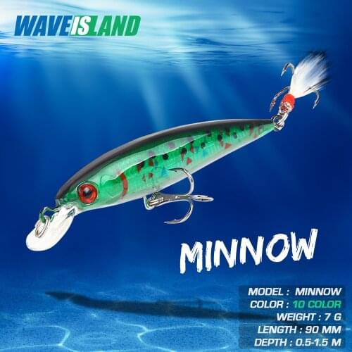WAVEISLAND new Jerkbait Fishing Lure Minnow New Bait Mino 90MM 7G Wobbler Carp Isca Artificial Leurre Souple Lures Equipment