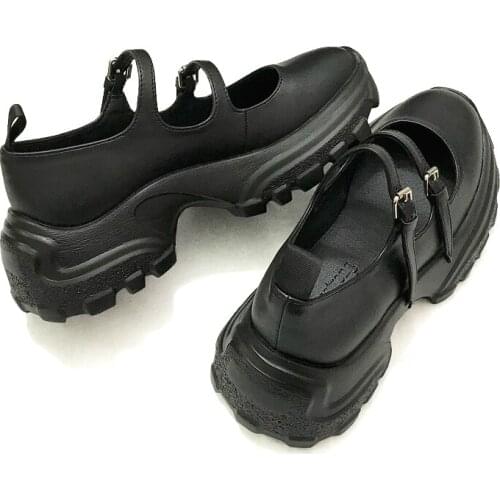 Dark Loli Punk Goth Shoes Lolita Women 2021 Flat Button Mari Jane Lolita Shoes Japanese Retro Black Shoes Lolita Shoes Platform