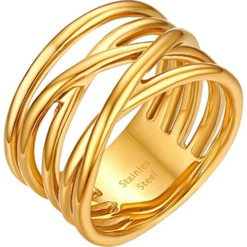 BONISKISS 13.7MM Cross Ring for Women Statement Engagement Enhancers Ring Engraving Customized Personalized stainless steel ring