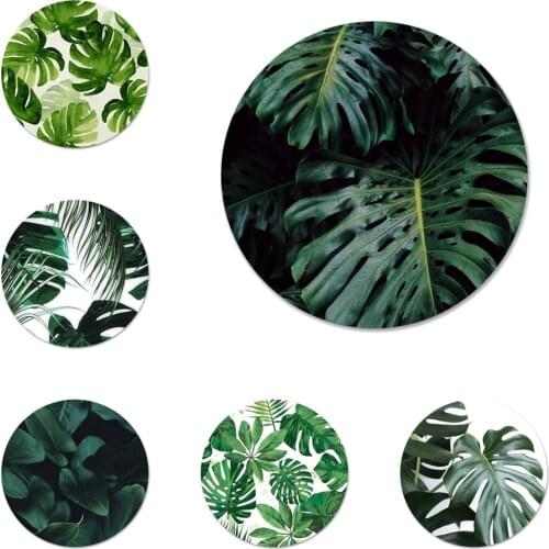 58mm Tropical Plant Green Leaf Flower Icons Pins Badge Decoration Brooches Metal Badges For Clothes Backpack Decoration