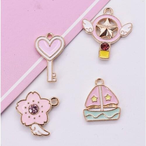 10pcs/lot Magic Ship Flower Diy Deisgn Enamel Charm for Jewelry Making Earring Bracelet or Necklace Charms