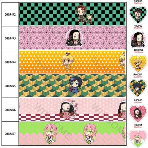 10yards Japanese cartoon pattern printed grosgrain ribbon,planar resins 30 pcs