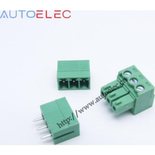 100sets 3pin Pitch 3.50mm PCB Plug-in terminal blocks connector straight pin male and female for PHOENIX Tyco Weidmuller