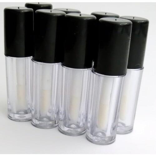 2/6/10PCS/Lot 3ml Black Cap Transparent Bottle Empty Mascara tube Lip Gloss Tube Refillable Small Sample Lipgloss Tubes Makeup