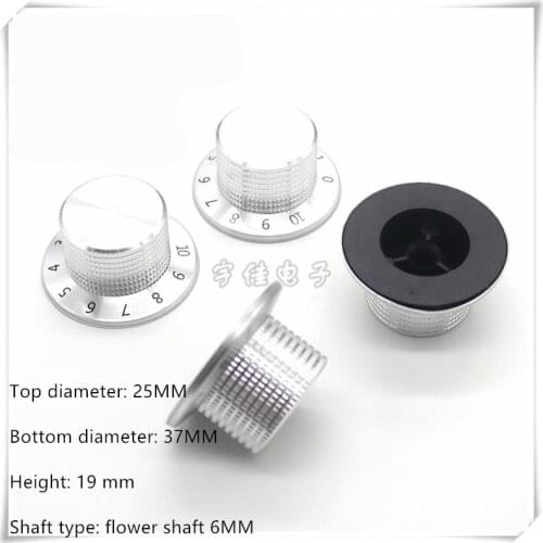 2 Piece 37*19MM Aluminum-plastic digital dial knob cap potentiometer instrument knob flower shaft 6mm