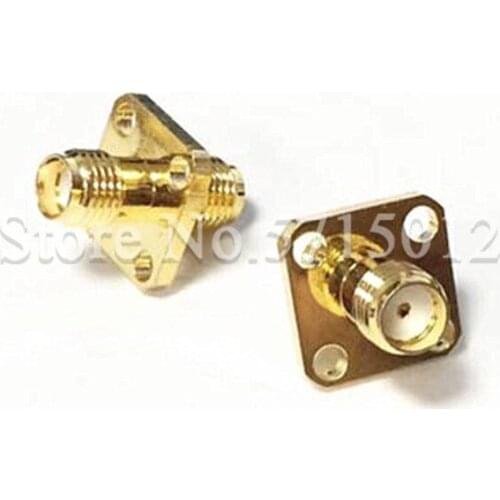 2pcs Double Famale RF Adapter SMA-KKF Straight Through Flange Four-hole Fixed Mount 50 Ohm RF Connector Adaptors