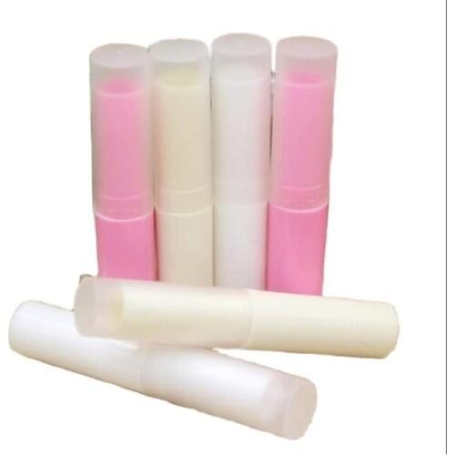 3G/4G 100pcs/lot White/Beige/Pink Lip Balm Tube with Frosted Cap, Empty Slim Lip Balm Sub Container, Plastic Lipstick Package