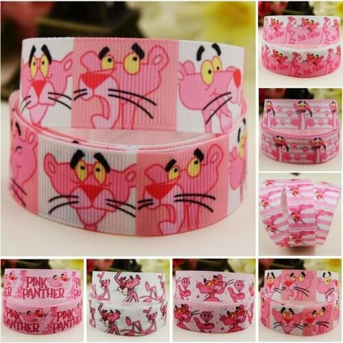7/8'' 22mm,1" 25mm,1-1/2" 38mm,3" 75mm Pink Panther Cartoon Character printed Grosgrain Ribbon party decoration 10 Yards Mul100
