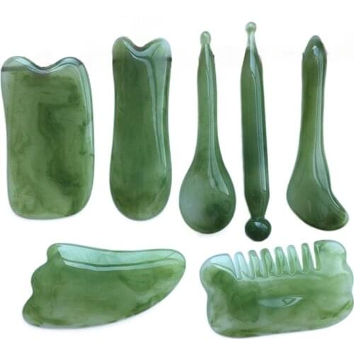 7PCS Gua Sha Massage Scraping Natural Resin for Face Guasha Scraper Facial SPA Body Care Acupuncture Point Massage Board Tool