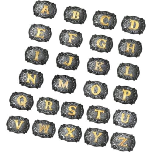 Alphabet Initial Letter A-Z Belt Buckle Men Metal Western Cowboy Belt Buckle