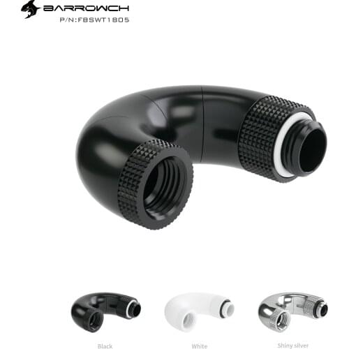 Barrowch FBSWT1805, Black/Silver 180 Degree Zigzag Rotatable Fittings, Four-Stage Male To Female Rotatable Fittings