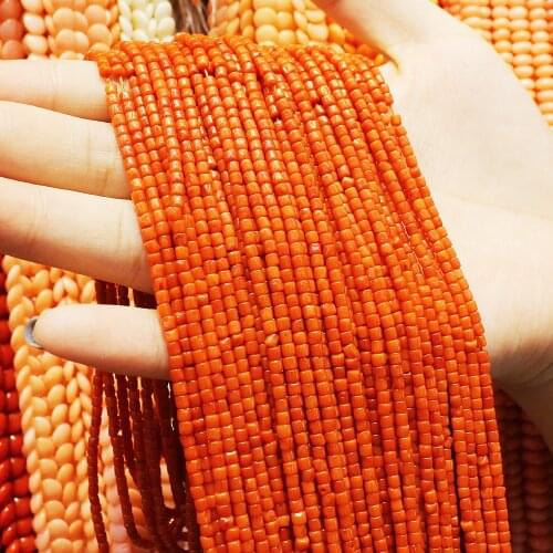 3-4mm Small Size Coral Beads Strand Natural Jewelry Loose Beads Orange Color 2020New Beads for Jewelry Making Necklace Bracelet