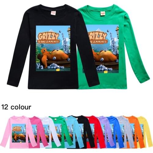 Kids Clothes Girls 10 To 12 Teenage Childrens Long-sleeved T-shirt Toddler Boys Fall Clothes 2021 Grizzy Lemmings O Neck Tees
