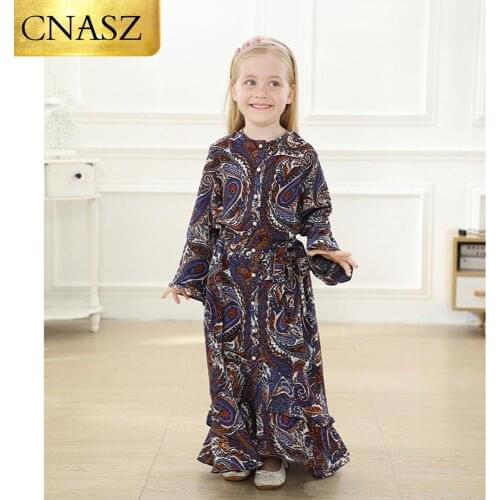 New Fashion Childrens Dress With Lapel Waist Big Swing Dress For Child Little Girl Dress