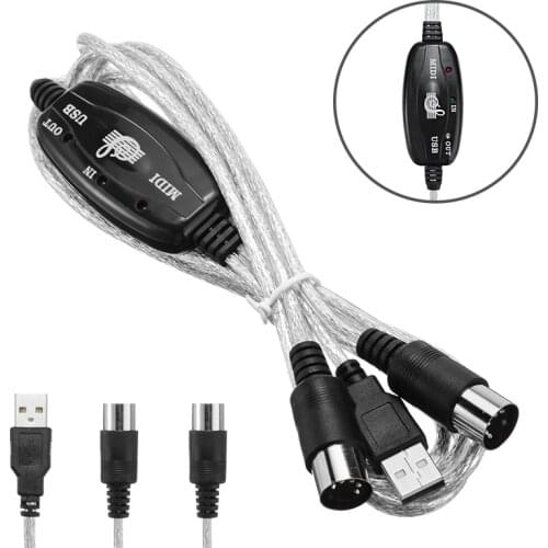 Mayitr 1.8m MIDI To USB Cable High Quality USB IN-OUT MIDI Interface PC To Music Keyboard Adapter Converter Cables