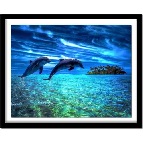 Rhinestone painting crystal Home Decor DIY Diamond painting Dolphin 5D cross stitch pattern diamond embroidery AA060