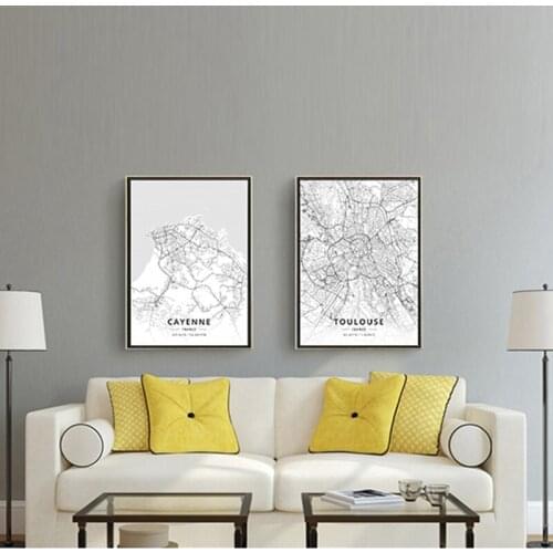 Cayenne Pau Toulouse Niem Rain Clermont Ferrand Chambery French Canvas Home Decor Painting Art Painting Living Room Map Frame