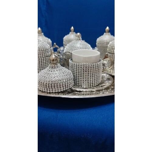 Handmade Espresso Coffee Authentic 2021 Turkish Arabic Design 6 Serving Set Cup Tray Original Sugar Bowl 20 pieces super price