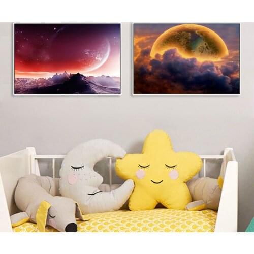 Cosmic Space Solar System Planet Earth Poster Childrens Bedroom Decor Wall Pictures Galaxy Nebula Starry Sky Canvas Painting