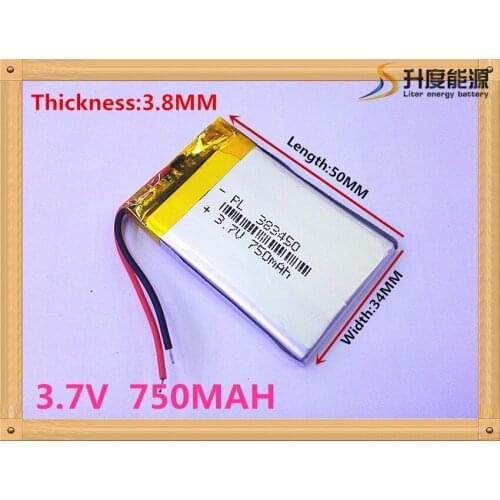 Super model li-polymer 750mAh battery 3.7v 383450 for vending machines SD383450 SD383450