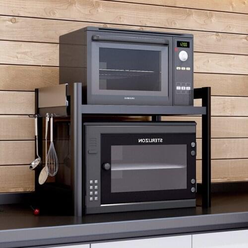 Thick metal multi-layer kitchen organizer anti-rust durable microwave oven shelf household simple seasoning jar storage rack