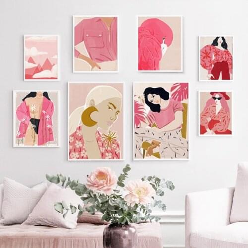 Pink Flower Glasses Fashion Lady Eagle Wall Art Canvas Painting Abstract Nordic Posters And Prints Wall Pictures For Living Room