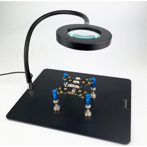 Strong magnetic PCB fixture circuit board vise welding combination bracket clip magnifying glass with led light manual repair