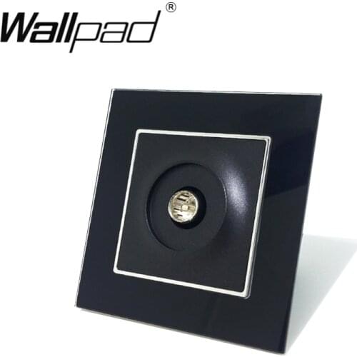 EU TV Satellite Wall Socket Wallpad Black Crystal Glass Television Jack Socket with Claws for Round Box
