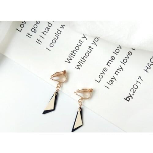 Irregular Triangle Clip Earrings Simple Korean Clip On Earrings Dangle Non Piercing Geometric Stylish Rubber Back Ear For Women