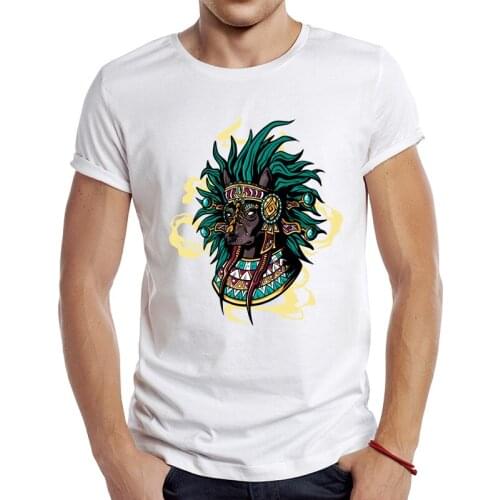2021 Mens New Fashion Aztec Dog Design Short Sleeve T-Shirt Cool Printed Tops Hipster Tee Shirts