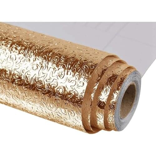 Kitchen Wallpaper,Oil-Proof And Waterproof,Used For Kitchen Walls, Cabinets,Heat-Resistant And Washable(Gold,23.6X118in)