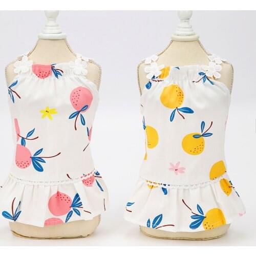 Pet Clothes Fashion Cotton Cute Fruit Pattern Dress T-shirts Lovers Suit Small Medium Cat Dog Clothes Pet Supplies Dog Skirts