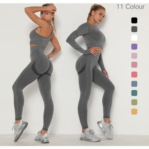 Workout Clothes Suit Womens Long-sleeved Tops High Waist Hip-lifting Trousers Suspenders Sports Vest Yoga Clothes Sports Suit