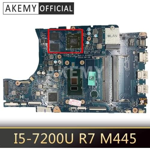Akemy BAL20 LA-D801P Main board for INSPIRON 15-5567 5567 CN-02PVGT 02 PVGT Laptop motherboard SR2ZU I5-7200U Radeon R7 m445