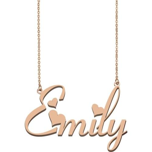 Name Necklace Emily Personalised Stainless Steel Gold for Women Choker Alphabet Letter Pendant Girls Mom Jewelry Gift