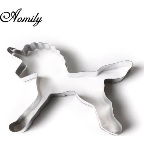 Aomily Unicorn Shaped Stainless Steel Puzzle Piece Cookie Cutter Cake Frame Mould Pastry Biscuit Fondant Sugarcraft Baking Tools