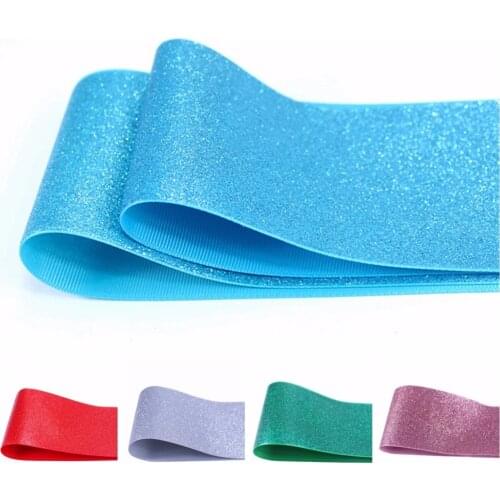 T.R RIBBON 14 colors 3'' solid colors full glitter grosgrain printed polyester ribbon 50 yards for DIY handmade materials