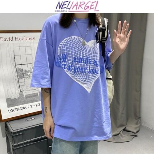 NELLARGEL Women Y2k Love Harajuku Causal T-shirts 2021 Summer Female Designer Streetwear Korean Fashion Tees Girl Hip Hop Tshirt