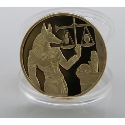 Gold Plated Egypt Death Protector Anubis Coin Copy Coins Egyptian God Of Death Commemorative Coins Collection Gift
