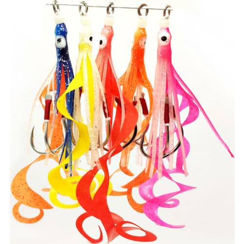 20pcs/lot Soft Octopus Fishing Lures 10cm Trolling Squid Skirts Fishing Baits Tuna Tail Fish Tackle Craft for Jigging Rigs Pesca