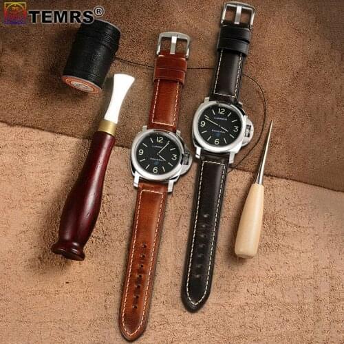 Vintage Watchband Genuine Leather Band 18mm 20mm 22mm 24mm 26mm Brown Black Watch Bracelet 20 22 24 Cowhide Leather Straps Belts