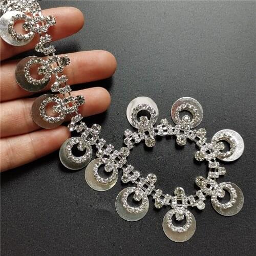 Silver Circle Diamond Strap Rhinestones Trim Ribbon Blinking Crystal Metal Chain For Clothes Dress Bag Shoes Accessories 2.8cm