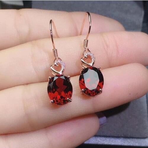 Natural And Real Garnet gemstone earrings S925 silver earrings women fashion earrings New year gift