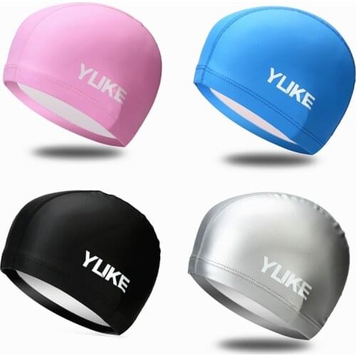 Swimming Cap Adults Men Women High Elastic Waterproof PU Fabric Protect Ears Long Hair Sports Solid Color Swim Pool Hat 1170